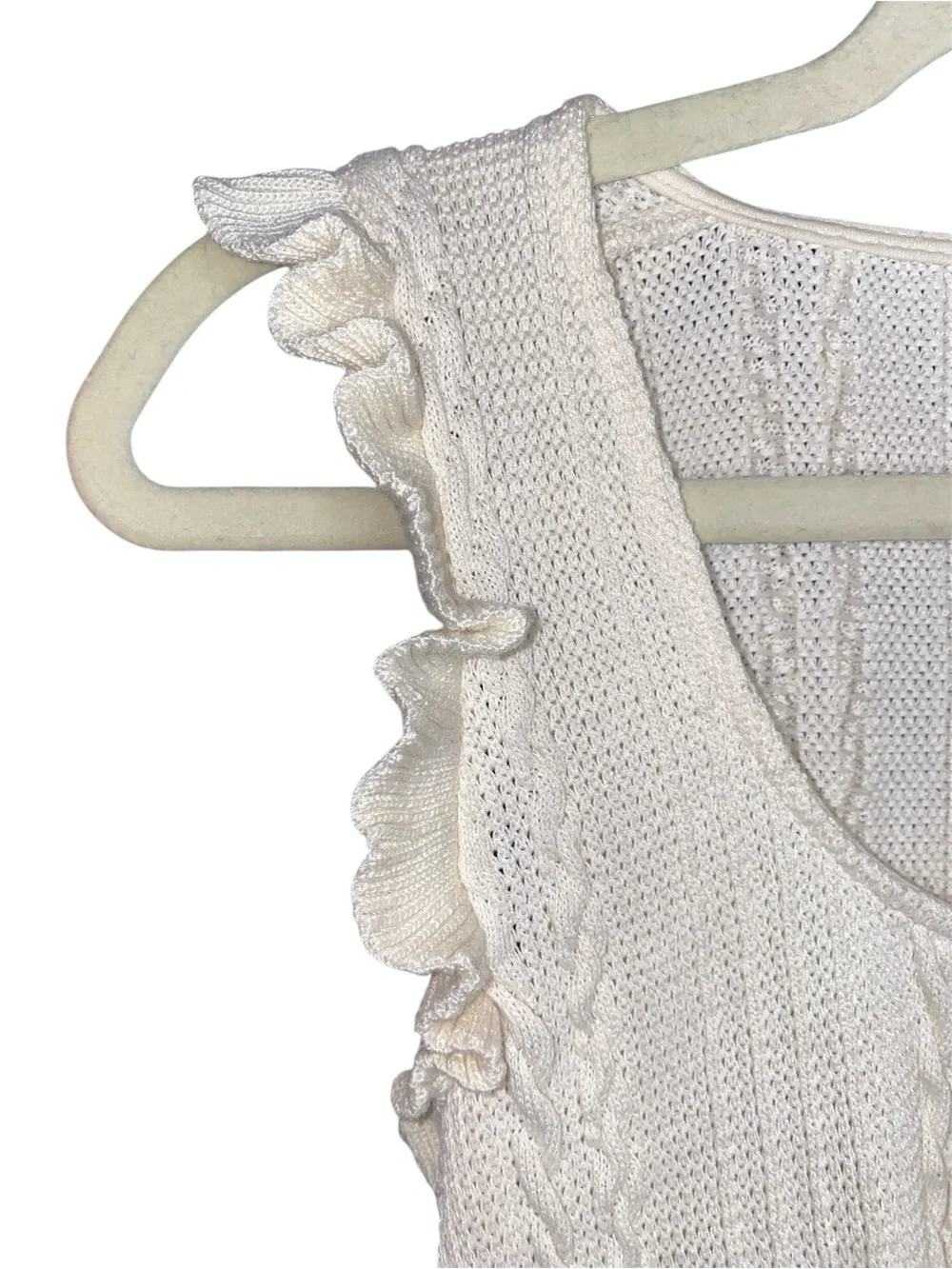 Zara Cream Crochet Knit Crop Sweater Tank Top, Size Medium - Picture 3 of 5